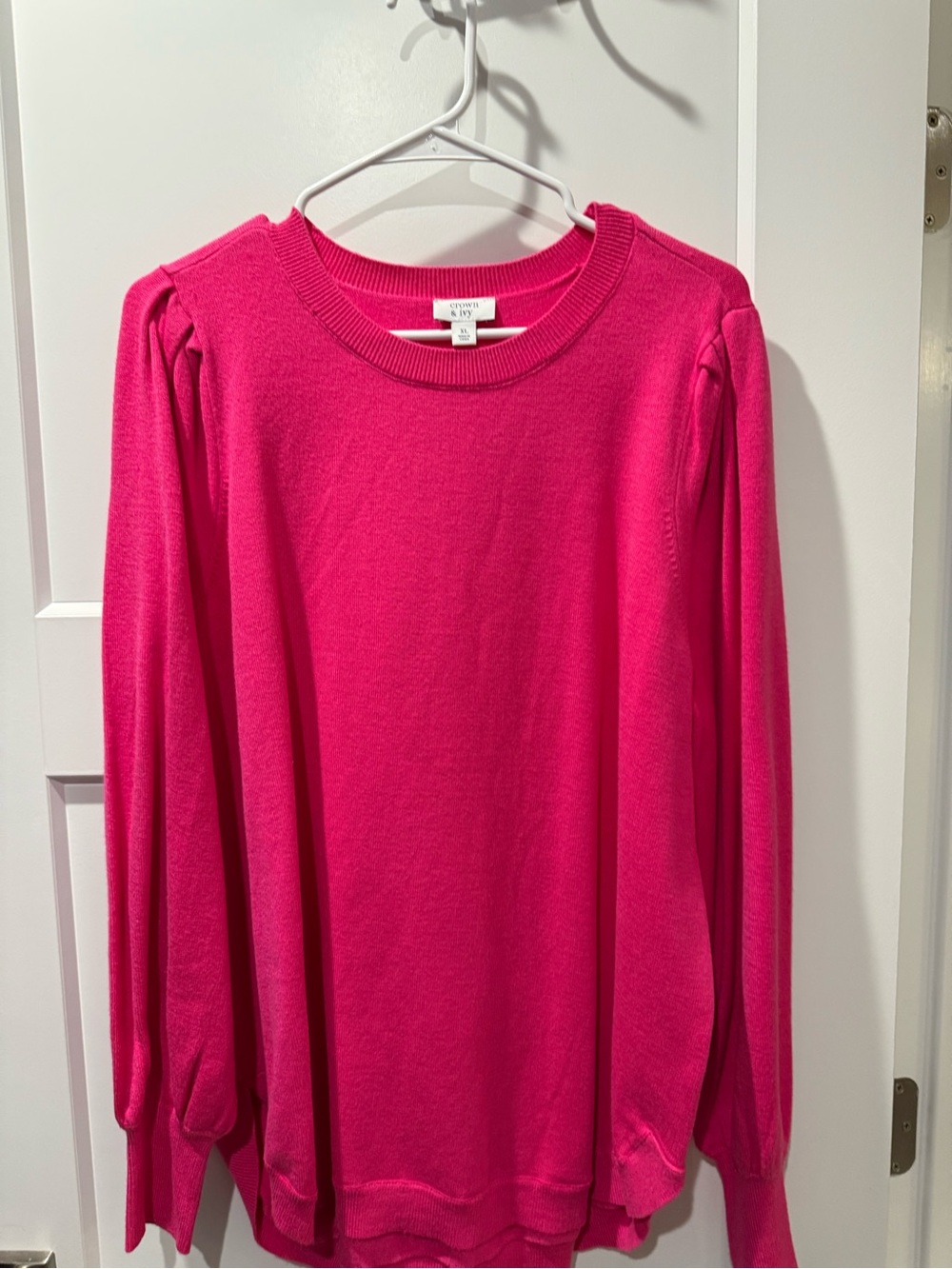 crown & ivy Hot Pink Crewneck Sweater